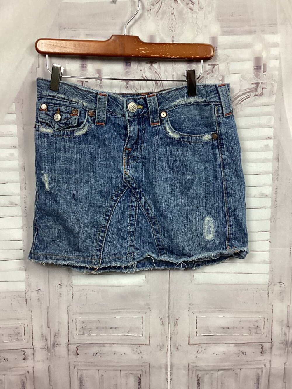True Religion Denim Skirt Blue Short Midi 29